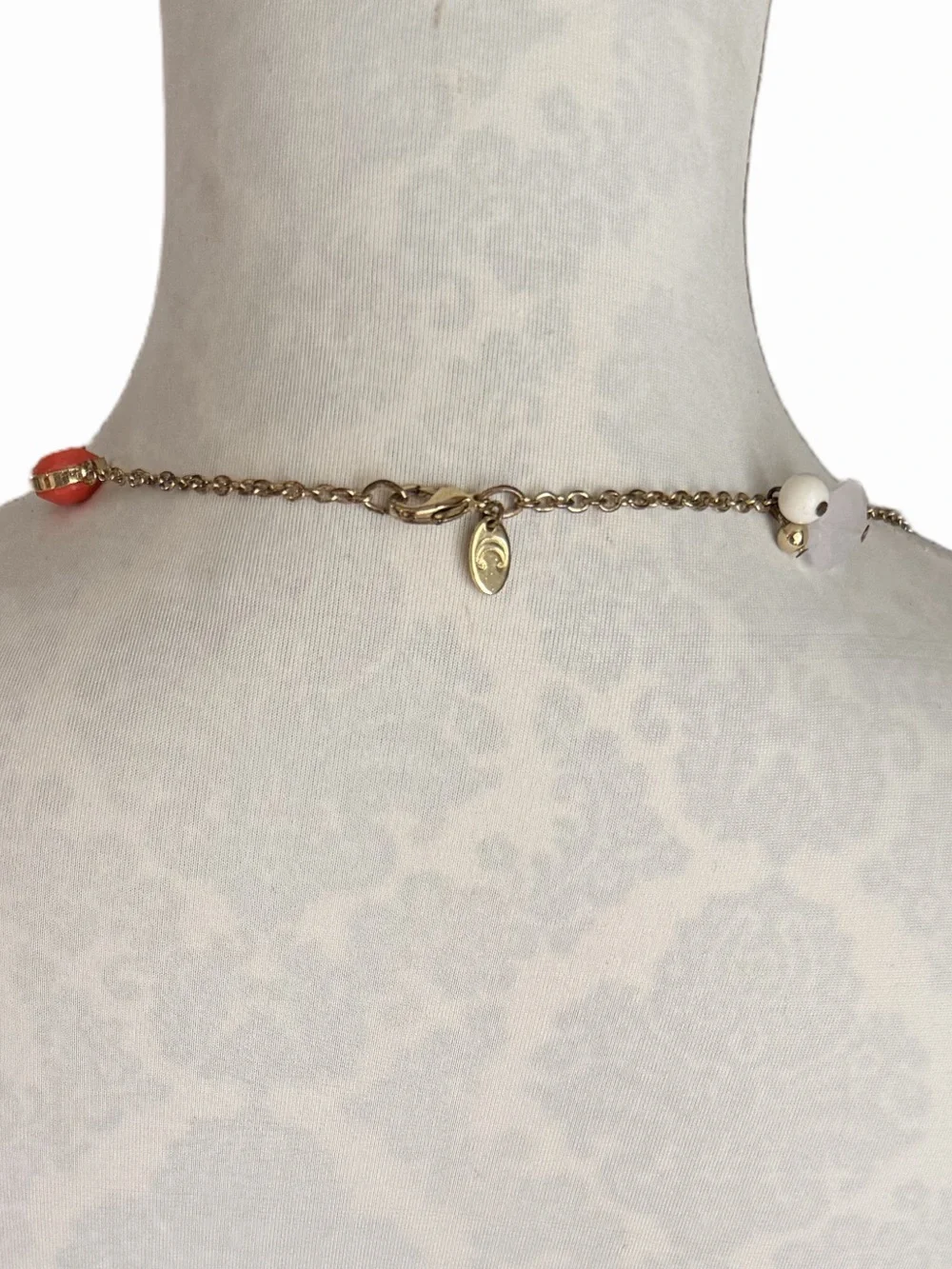 Charming Charlie Gold Tone Beaded Station Necklace | Turquoise & Coral Chain